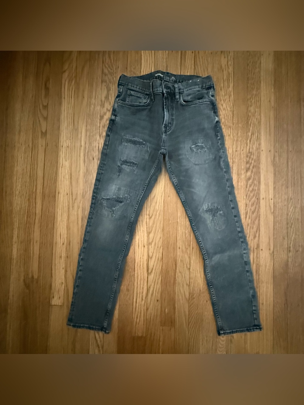 Old Navy Men's Washed Charcoal Skinny Distressed Jeans size 29x30